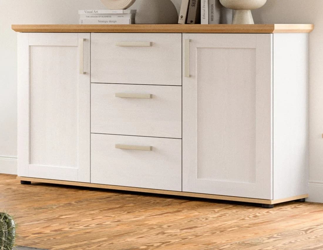 Inn.Furn Sideboard Mirano Weiß Landhaus Eiche Artisan - Bild 2