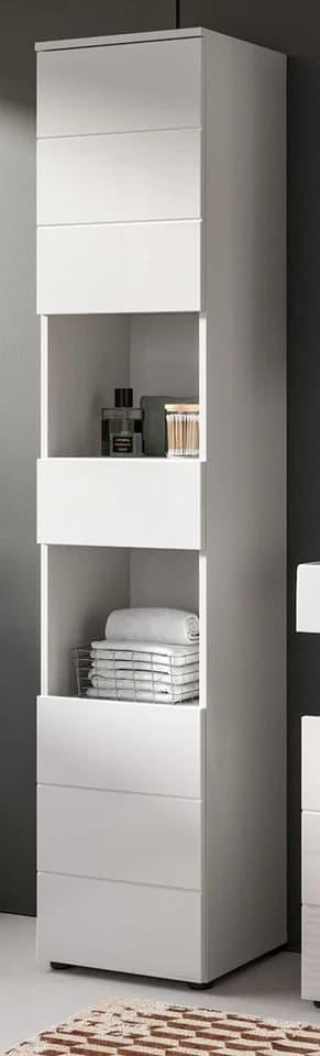 Inn.Furn Hochschrank Larik Weiß Hochglanz 2-türig mit Schubkasten - Bild 2