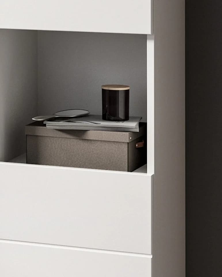 Inn.Furn Hochschrank Larik Weiß Hochglanz 2-türig mit Schubkasten - Bild 3