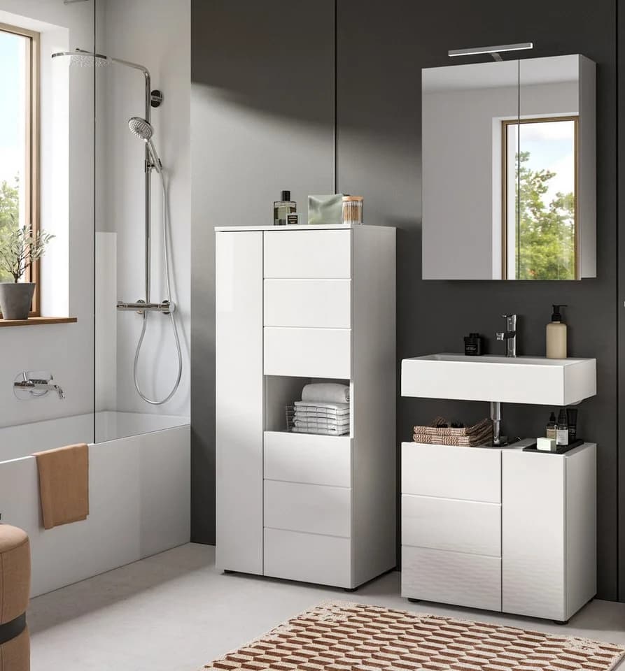 Inn.Furn Badkommode Larik Weiß Hochglanz 3-türig - Bild 5