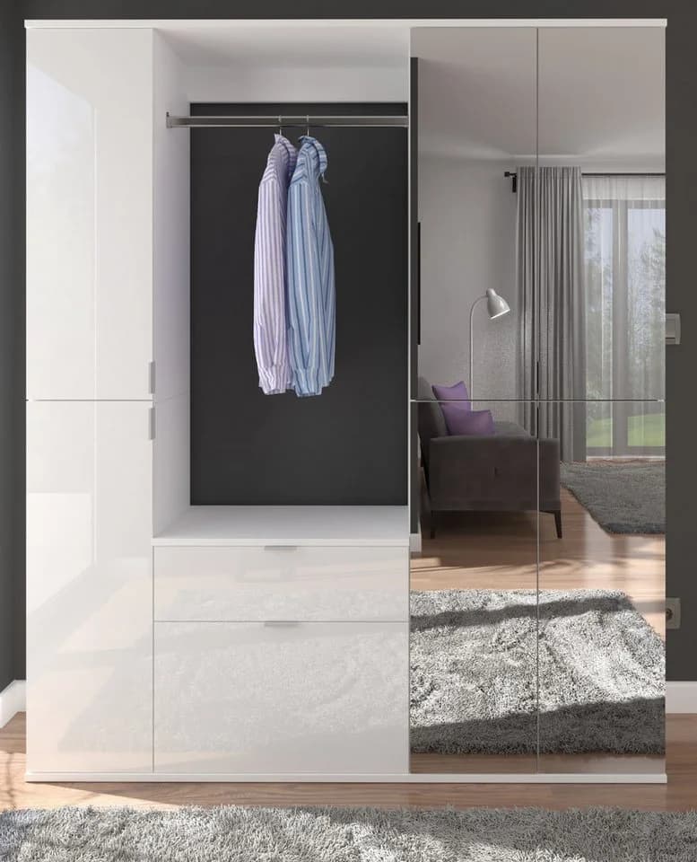 Inn.Furn Garderoben-Set SystemX, Garderobe und Schuhschrank Weiß Hochglanz
