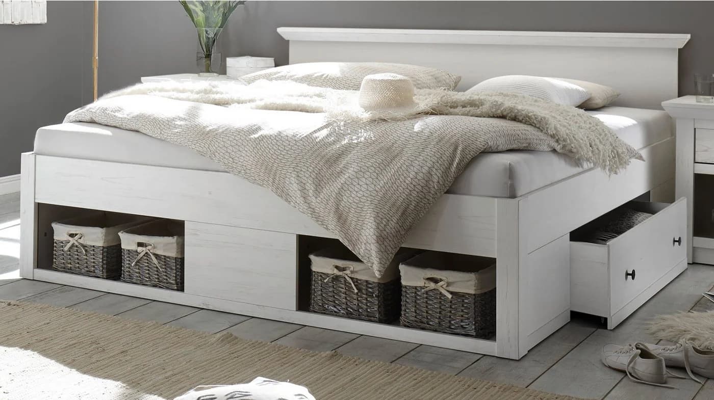 Furn.Design Stauraumbett Hooge Weiß Landhausstil