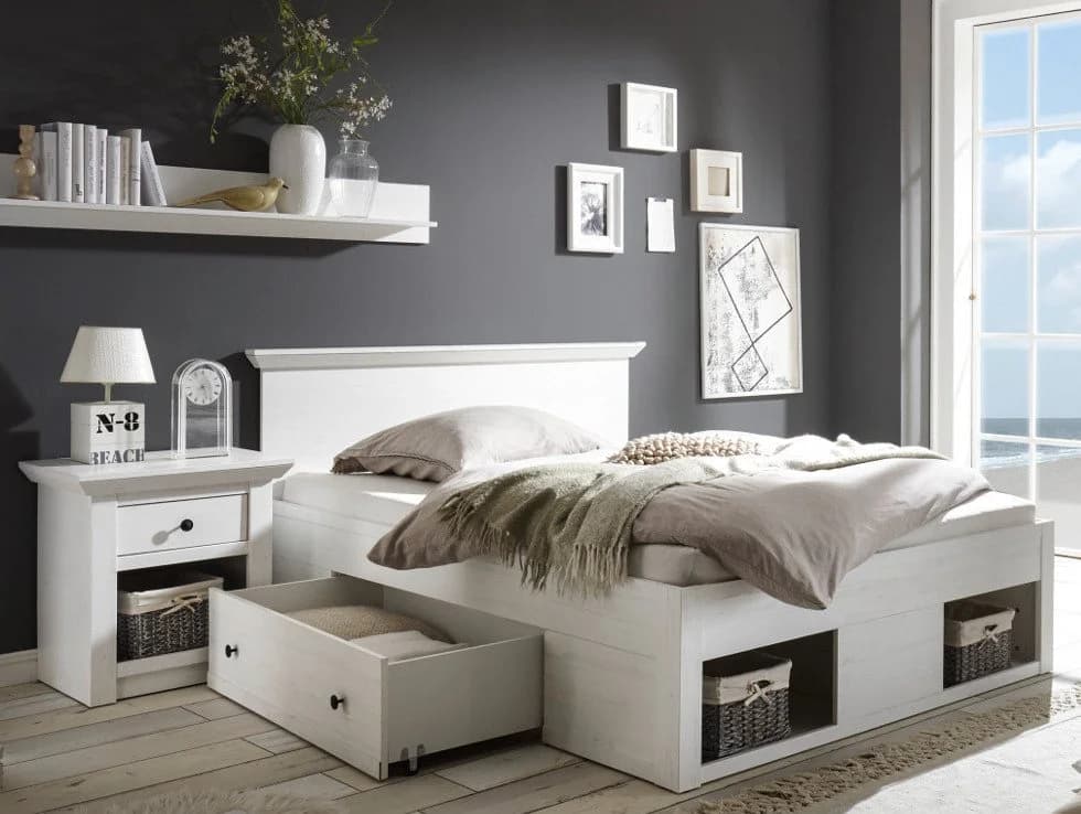 Furn.Design Stauraumbett Hooge Weiß Landhausstil - Bild 3