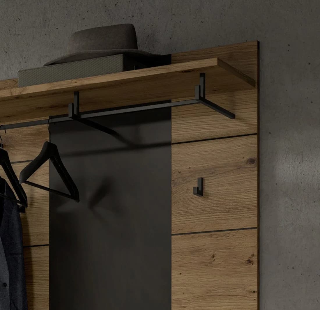 Inn.Furn Garderoben-Set Cooper, Flurgarderobe in Eiche Artisan und Basalt grau, 3-teilig, mit Soft-Close-Funktion - Bild 5