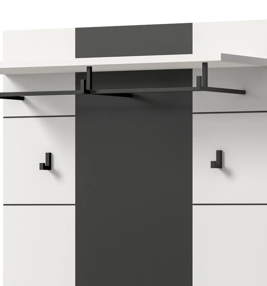 Inn.Furn Garderobenpaneel Cooper Weiß Grau Wandgarderobe mit Kleiderstange - Bild 5