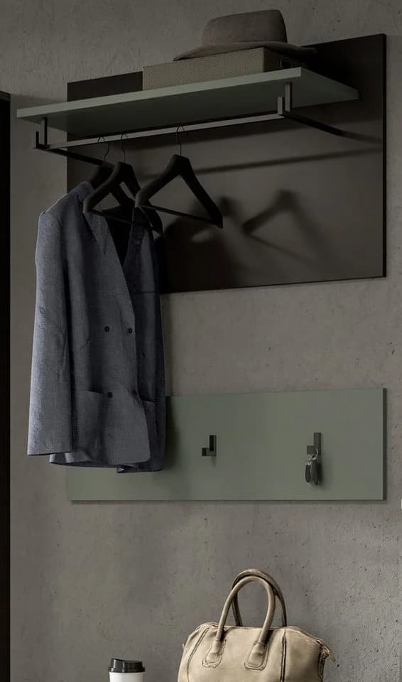 Inn.Furn Garderobenpaneel Cooper 2-teiliges Set Wandgarderobe und Hakenleiste Salbei Grün und Basalt Grau - Bild 2