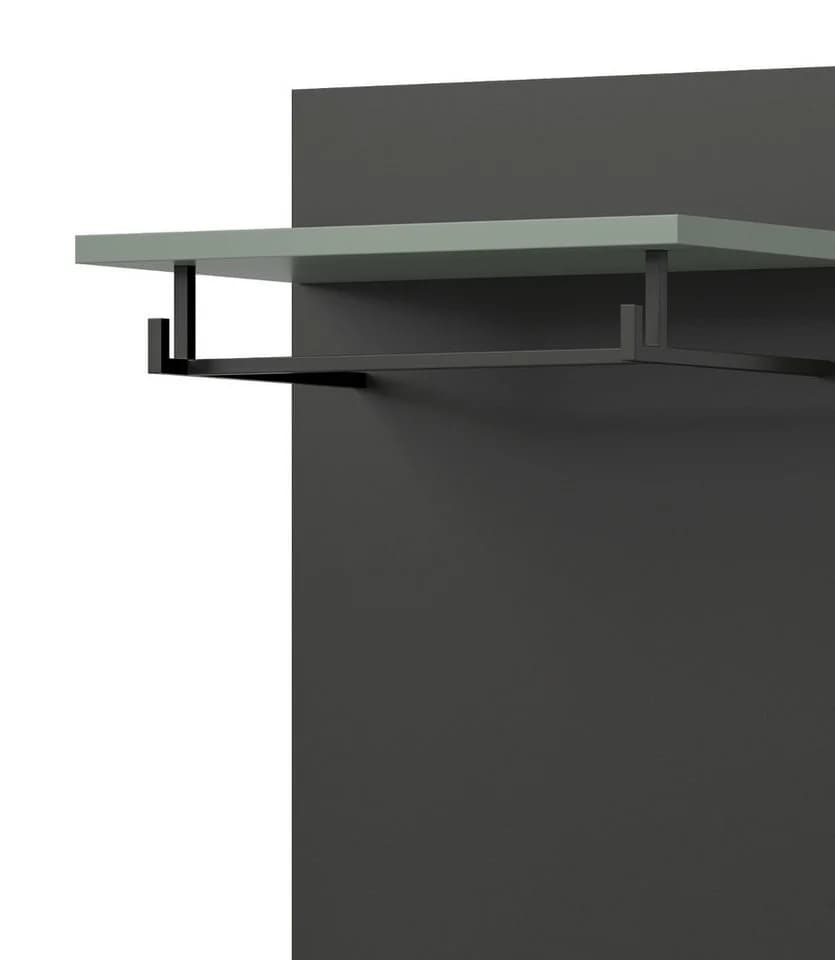 Inn.Furn Garderobenpaneel Cooper 2-teiliges Set Wandgarderobe und Hakenleiste Salbei Grün und Basalt Grau - Bild 4