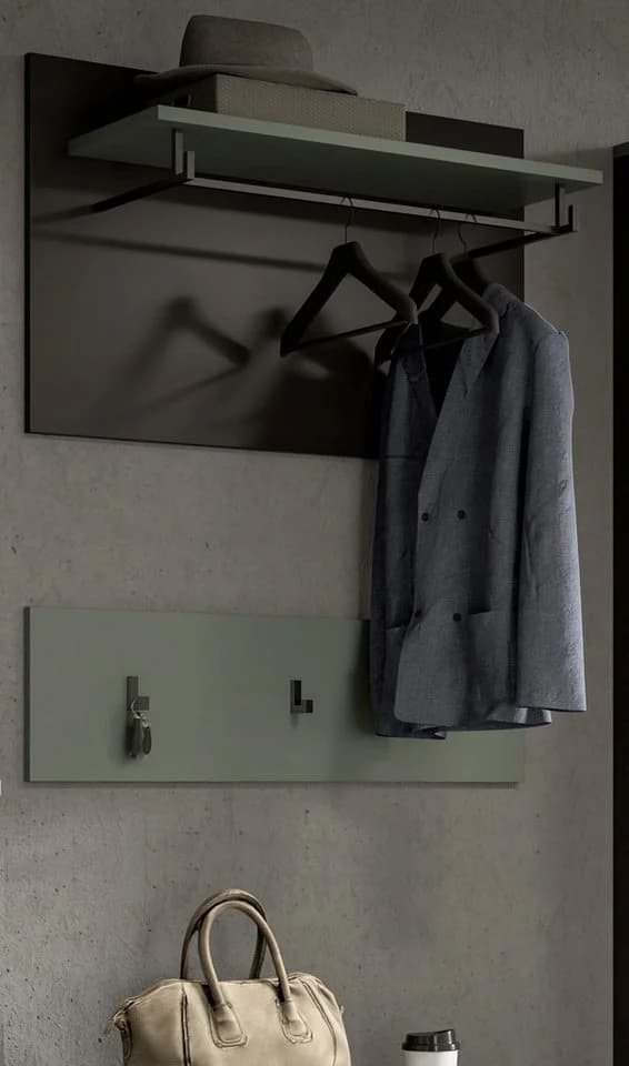Inn.Furn Garderobenpaneel Cooper 2-teiliges Set Wandgarderobe und Hakenleiste Salbei Grün und Basalt Grau - Bild 5