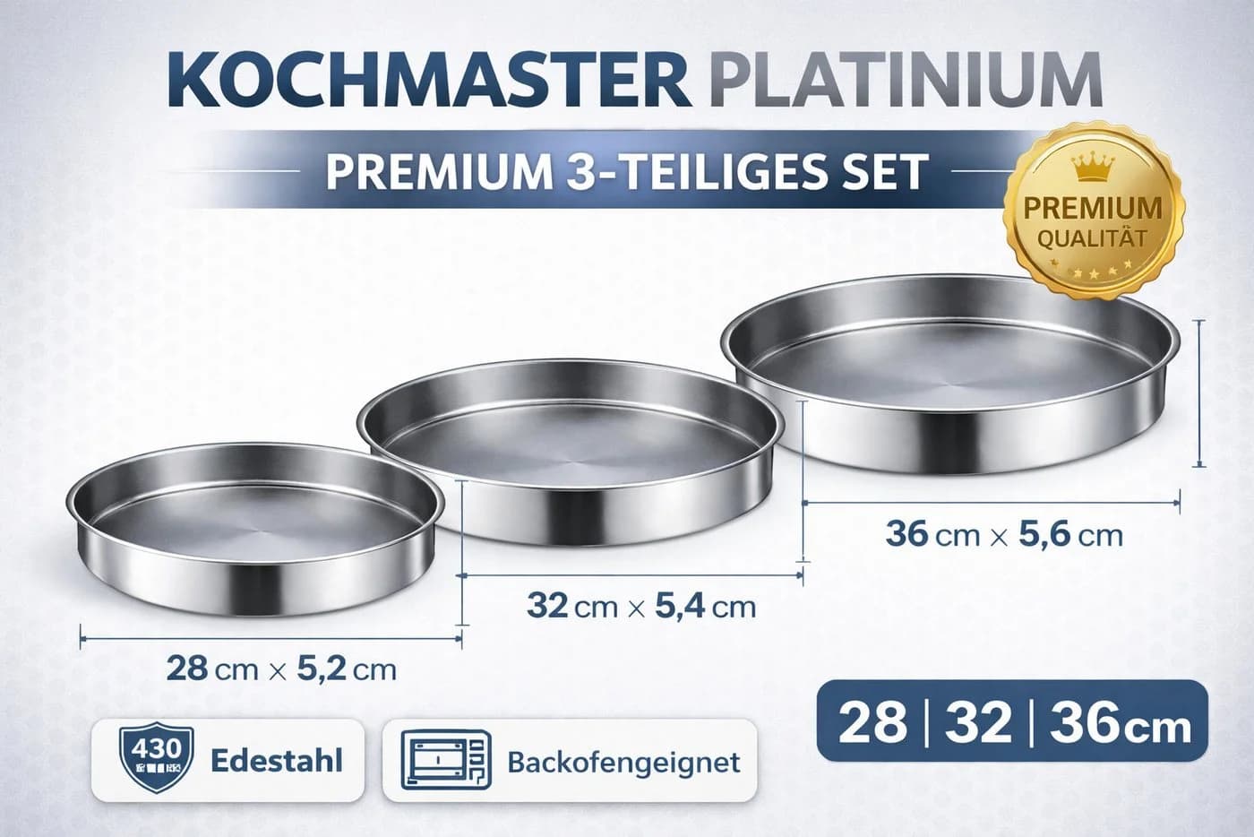 Kochmaster Platinium Edelstahl Backofenblech 3-teiliges Set Silber - Bild 2