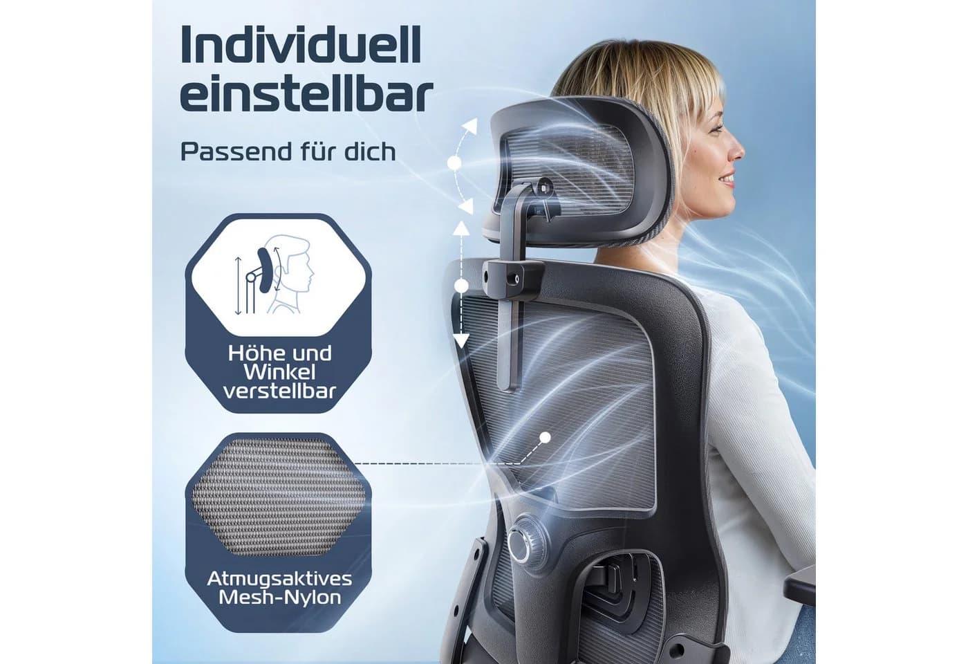 CLOUVOU BrightSeat Bürostuhl Ergonomisch bis 150 kg Schwarz - Bild 5