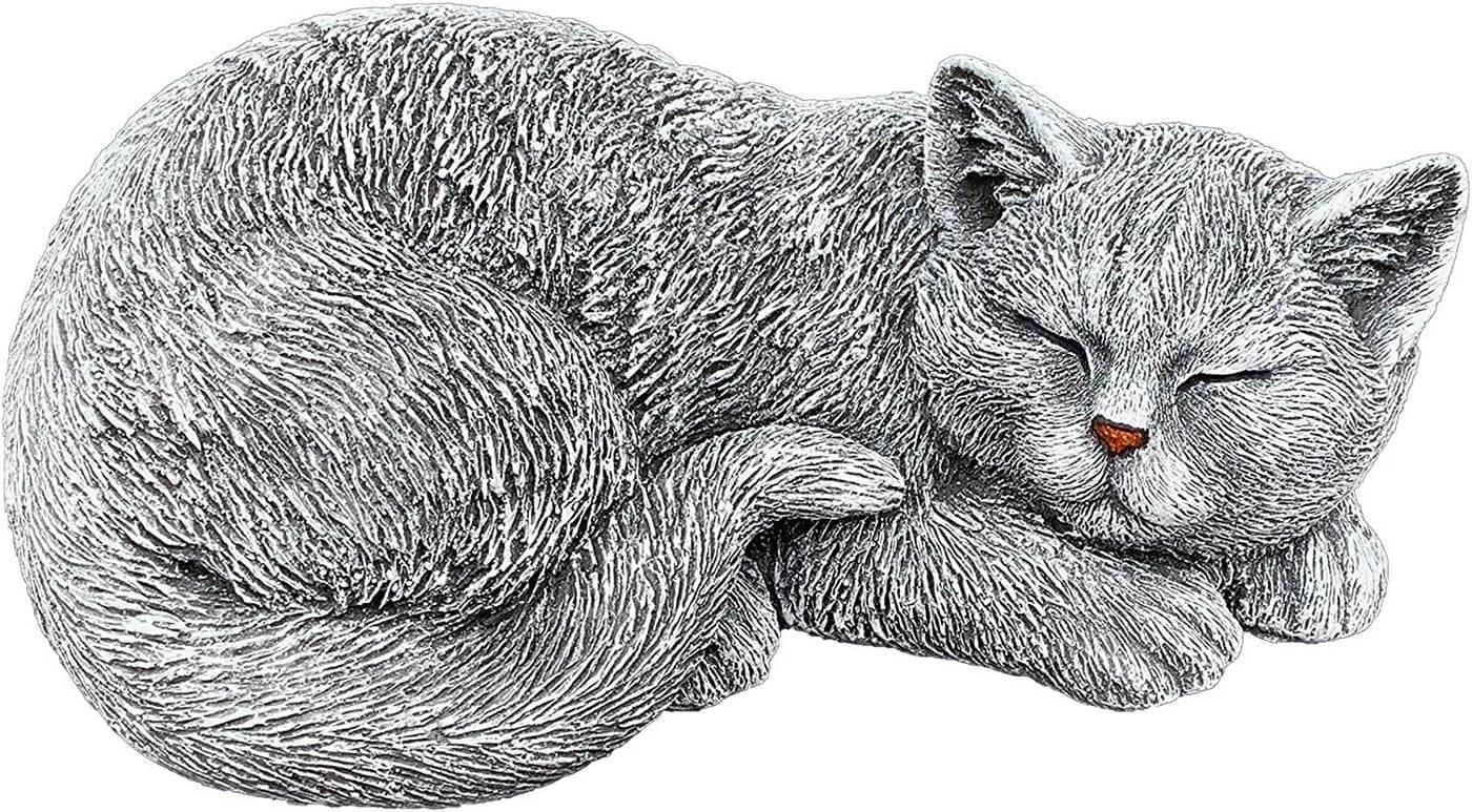 Stone and Style Gartenfigur Frostfeste Steinfigur Katze Betty schlafend Grau - Bild 2