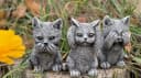 Stone and Style Gartenfigur Frostfeste Steinfiguren 3er-Set Katzen grau Bild 1