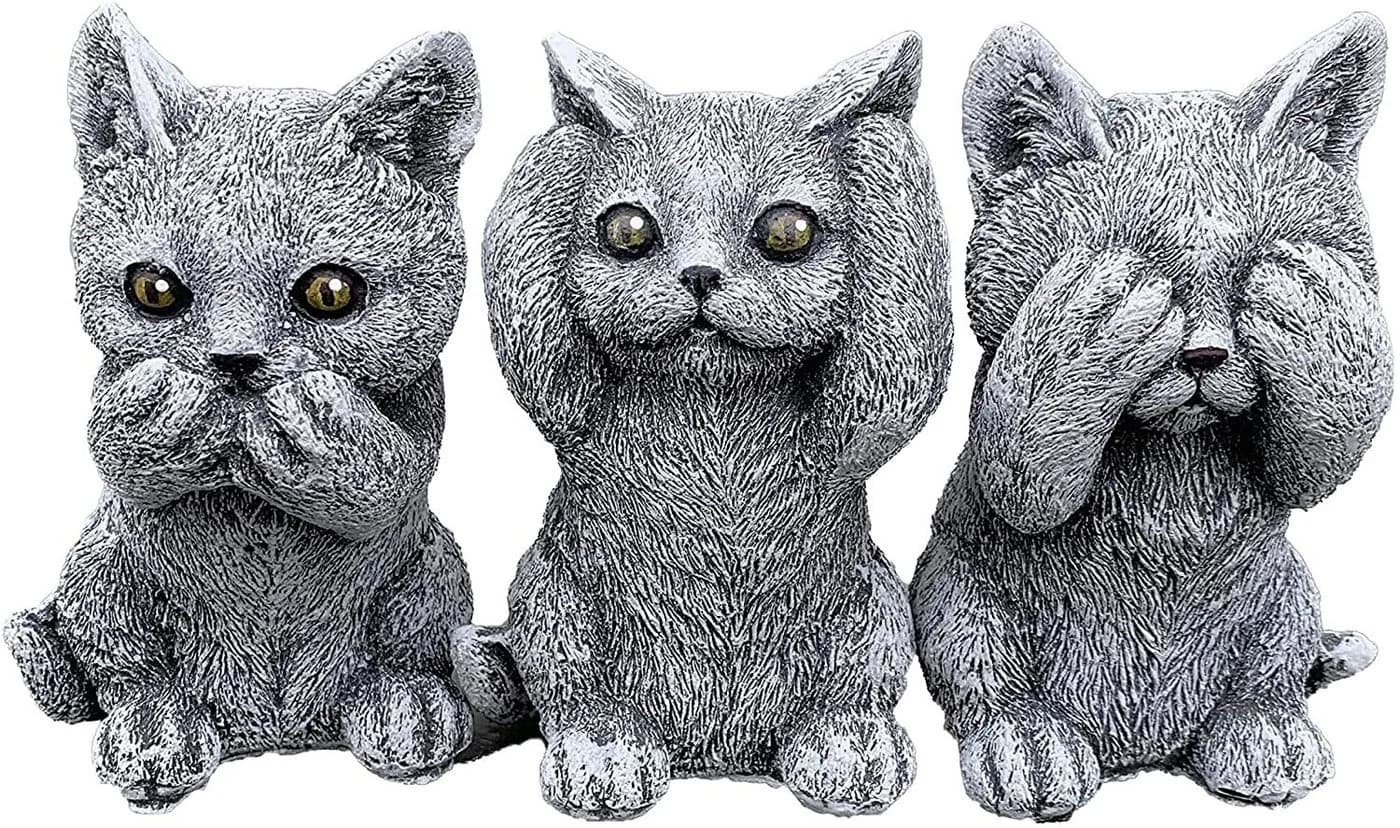 Stone and Style Gartenfigur Frostfeste Steinfiguren 3er-Set Katzen grau - Bild 2
