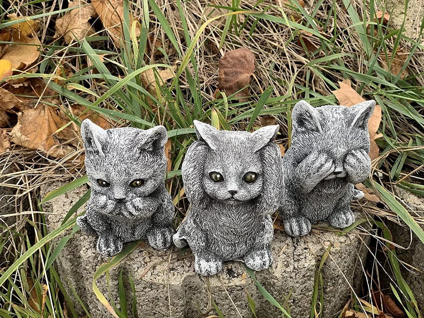 Stone and Style Gartenfigur Frostfeste Steinfiguren 3er-Set Katzen grau - Bild 5