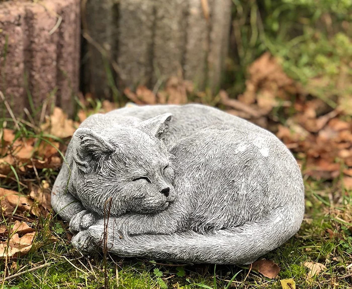 Frostfeste Steinfigur Schlafende Katze Kater Carlos Garten Deko