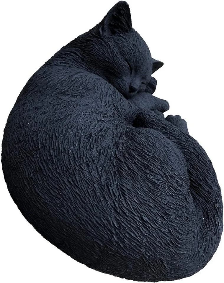Stone and Style Gartenfigur Frostfeste Steinfigur schwarze Katze schlafend - Bild 5