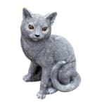 Stone and Style Gartenfigur Frostfeste Steinfigur Katze sitzend lebensgroß Grau Bild 2