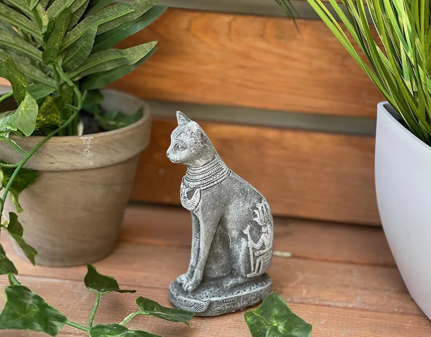Frostfeste Steinfigur Bastet Katze Garten Deko