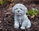 Stone and Style Gartenfigur Malteser Welpe Frostfest Steinfigur Grau/Weiß Bild 1