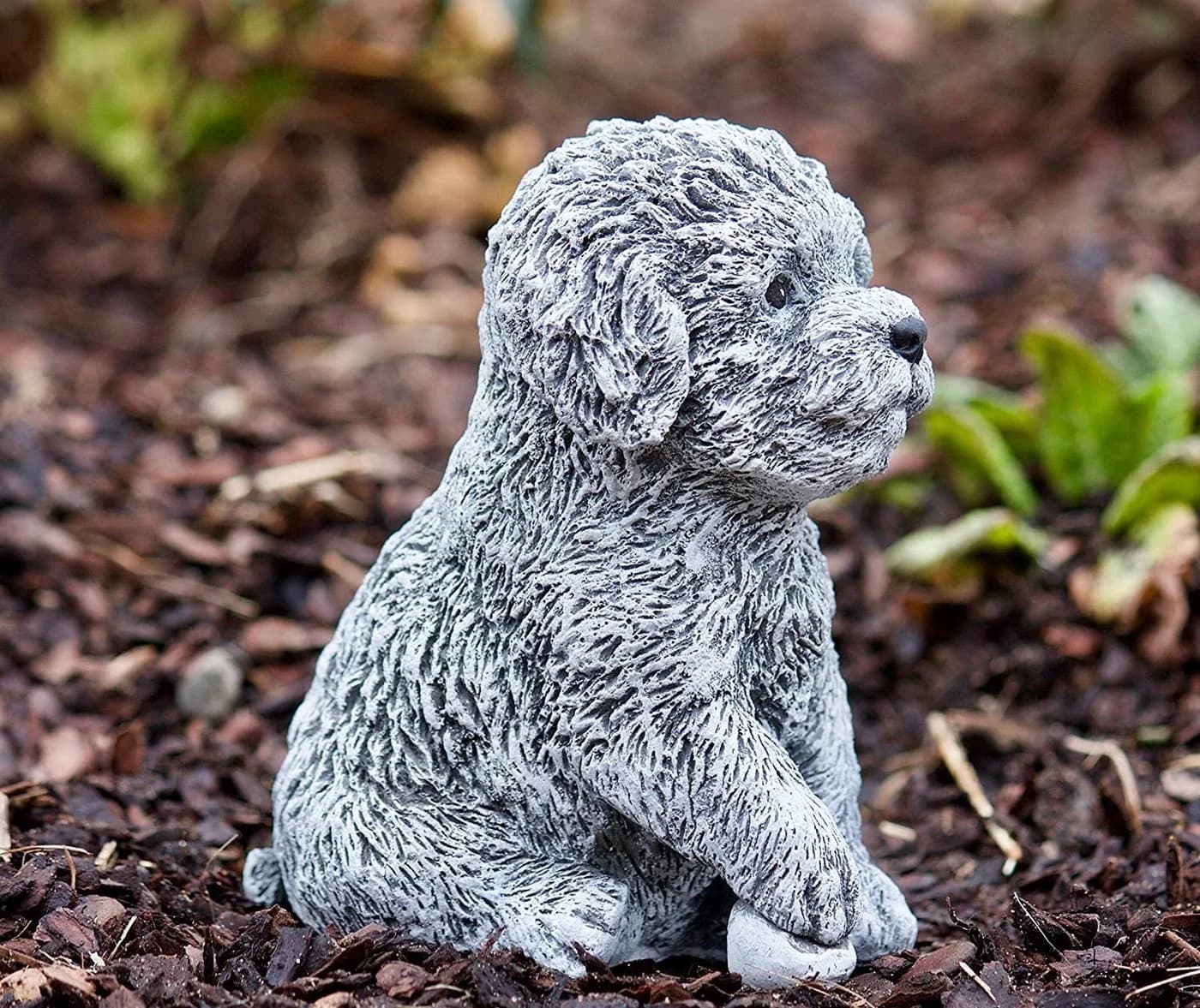 Stone and Style Gartenfigur Malteser Welpe Frostfest Steinfigur Grau/Weiß - Bild 3