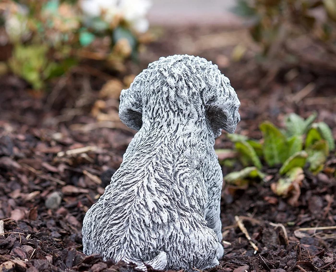 Stone and Style Gartenfigur Malteser Welpe Frostfest Steinfigur Grau/Weiß - Bild 5