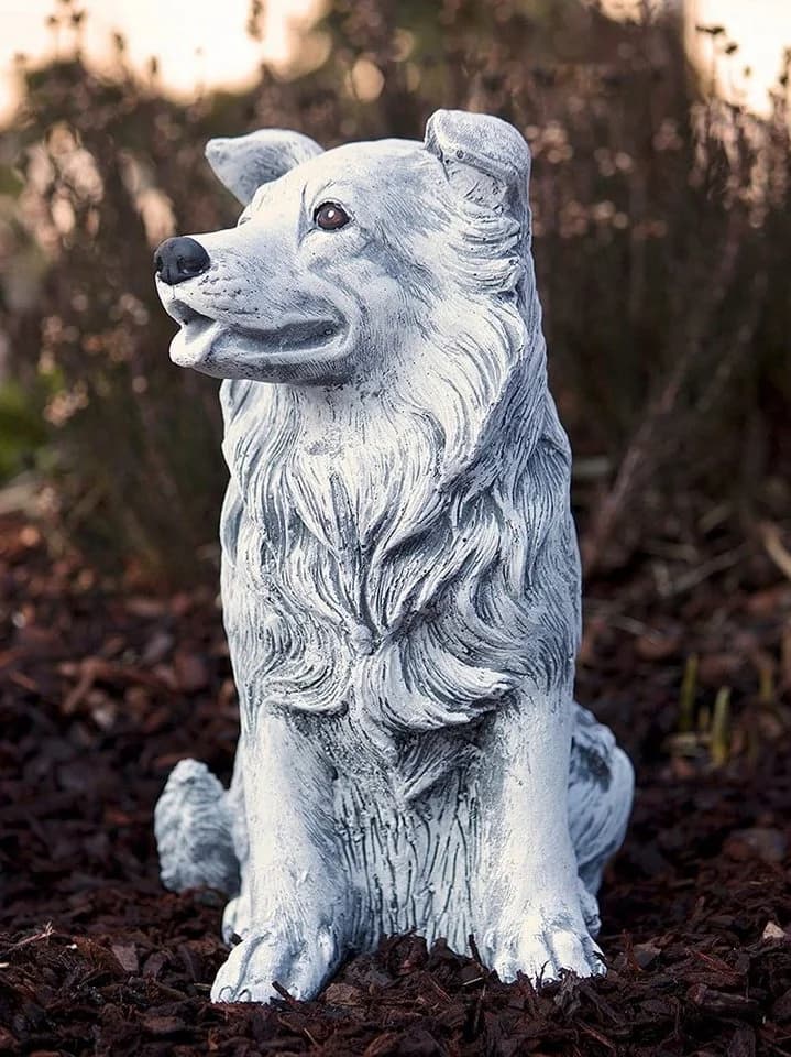 Stone and Style Gartenfigur Border Collie Frostfest Steinfigur Grau