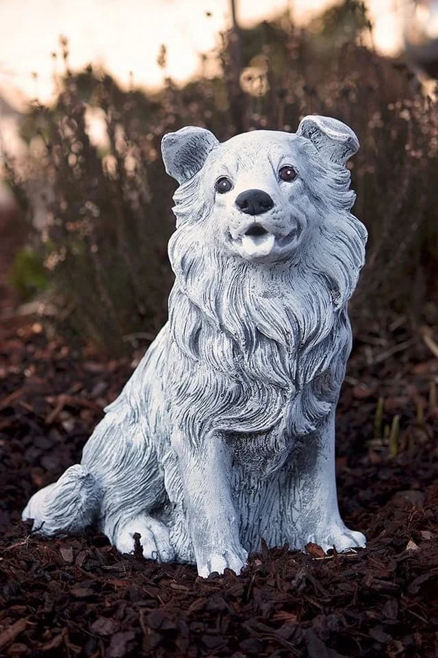 Stone and Style Gartenfigur Border Collie Frostfest Steinfigur Grau - Bild 3
