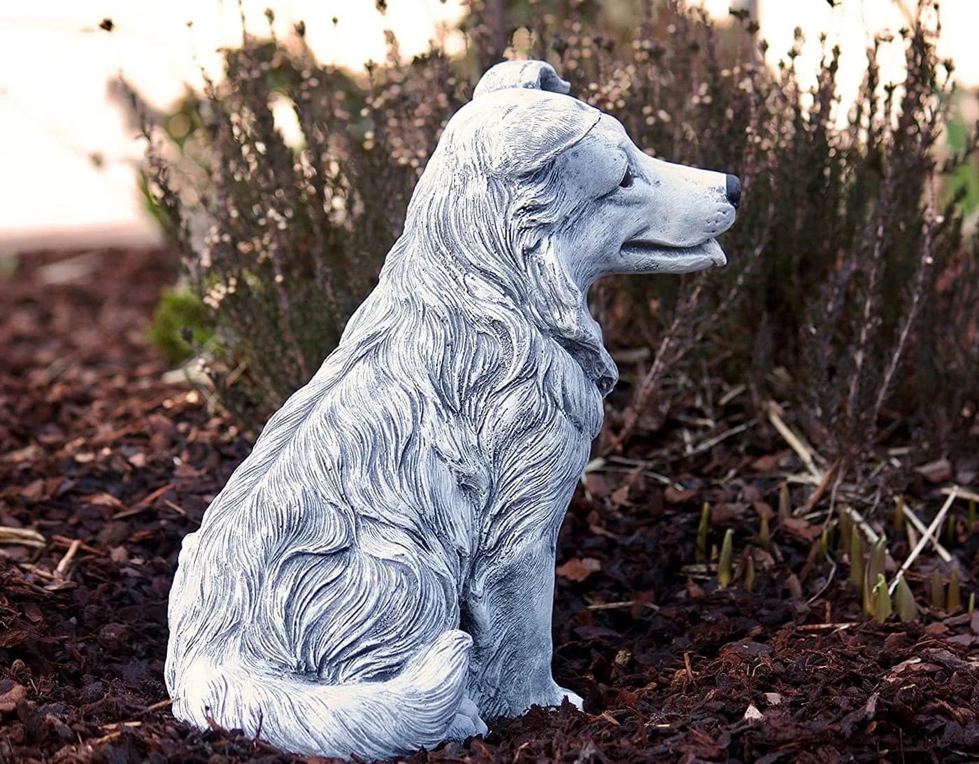 Stone and Style Gartenfigur Border Collie Frostfest Steinfigur Grau - Bild 4