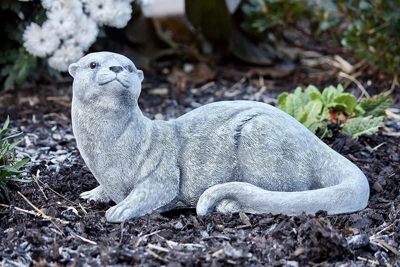 Stone and Style Gartenfigur Frostfeste Steinfigur Otter Grau