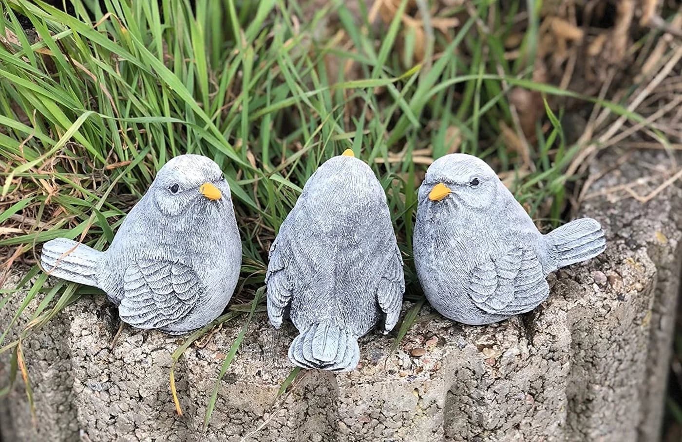 Stone and Style Gartenfigur 3er-Set Vogel klein Grau - Bild 3