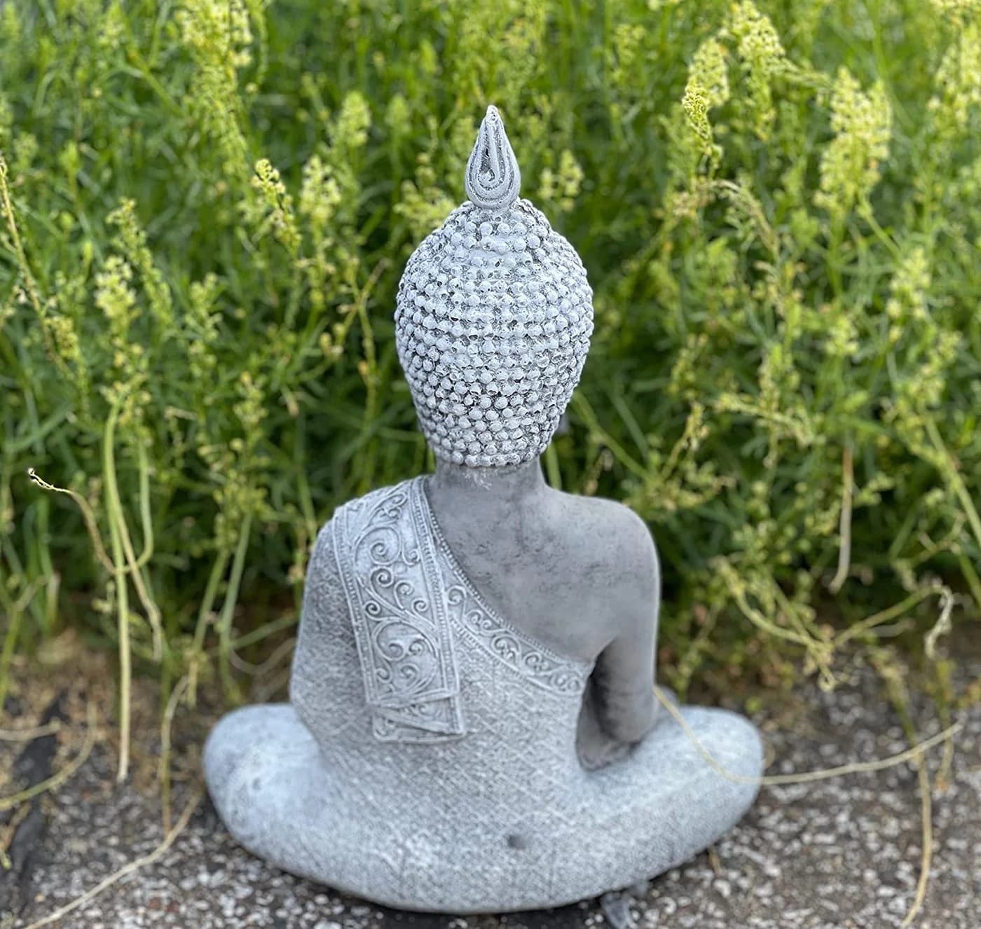 Stone and Style Gartenfigur Frostfeste Steinfigur meditierender Shiva Grau - Bild 3