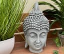 Stone and Style Gartenfigur Frostfeste Steinfigur Shiva Kopf meditativ Grau Bild 3