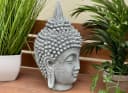 Stone and Style Gartenfigur Frostfeste Steinfigur Shiva Kopf meditativ Grau Bild 4