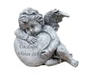 Stone and Style Engelfigur Frostfeste Steinfigur Engel am Herz Grau Bild 2