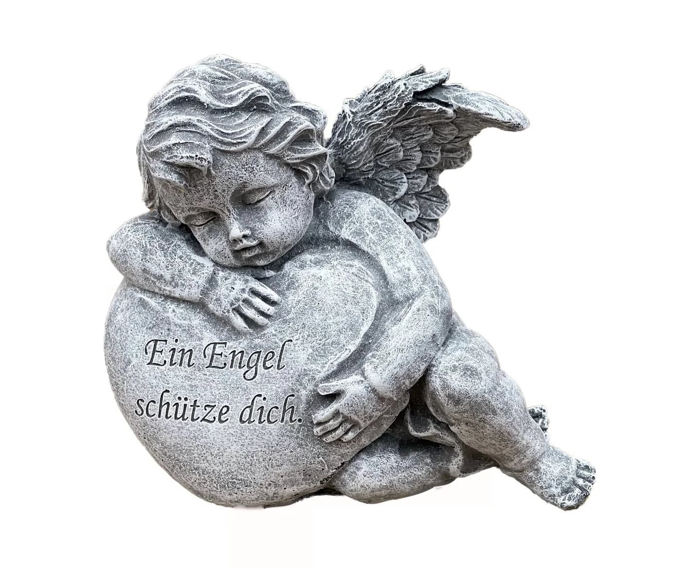 Stone and Style Engelfigur Frostfeste Steinfigur Engel am Herz Grau - Bild 2