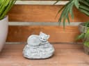 Stone and Style Katzenfigur Grau Frostfest Steinguss Grabschmuck Bild 1