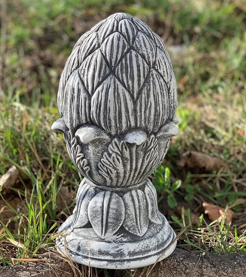 Stone and Style Gartenfigur Frostfeste Steinfigur Pinienzapfen Grau