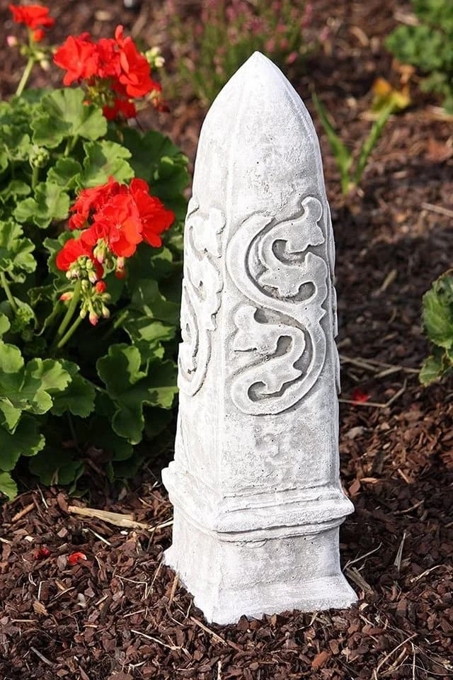 Stone and Style Gartenfigur Frostfeste Steinfigur antiker Obelisk Grau
