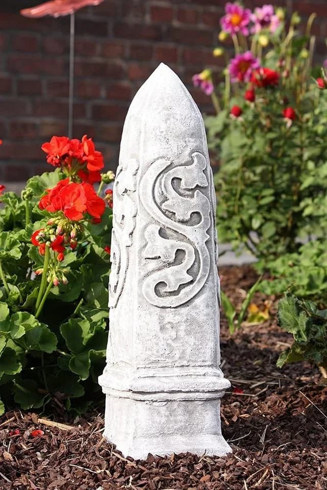Stone and Style Gartenfigur Frostfeste Steinfigur antiker Obelisk Grau - Bild 4