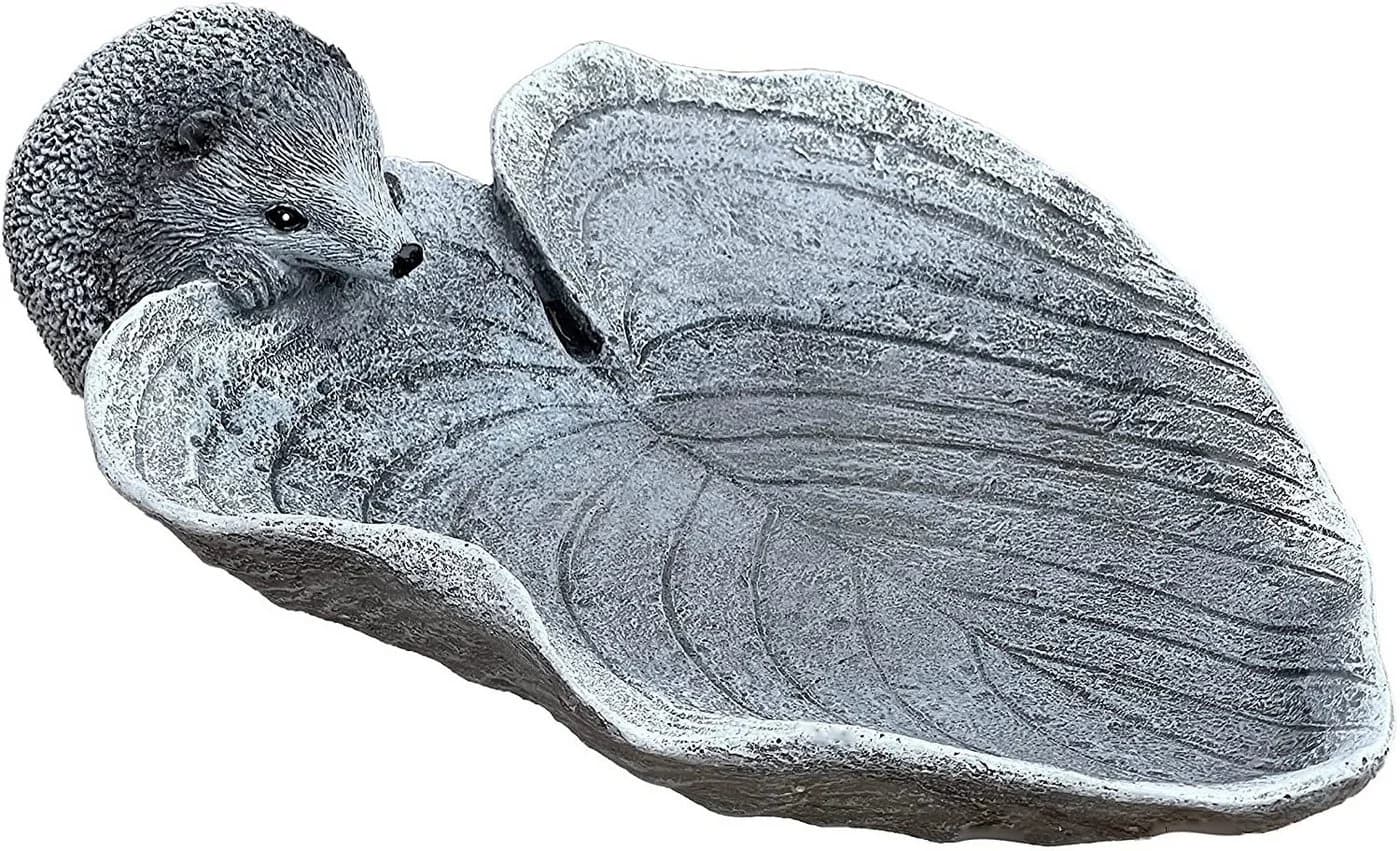 Stone and Style Vogeltränke Igelchen auf Blatt Grau Frostfest - Bild 2