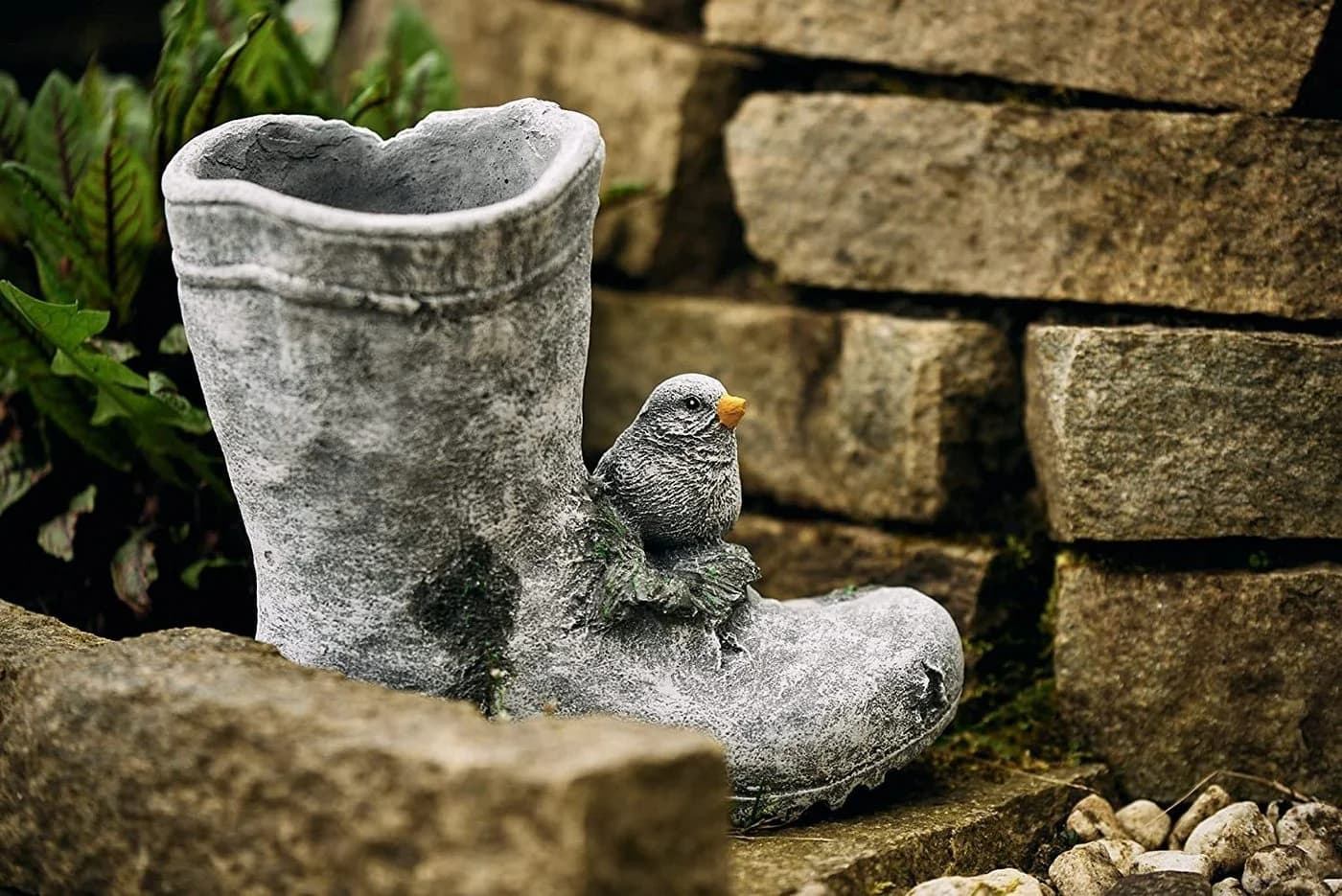 Stone and Style Gartenfigur Frostfeste Pflanzschale Stiefel Grau/Bunt