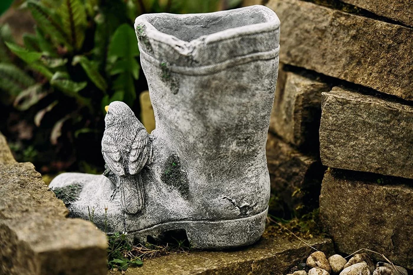 Stone and Style Gartenfigur Frostfeste Pflanzschale Stiefel Grau/Bunt - Bild 3