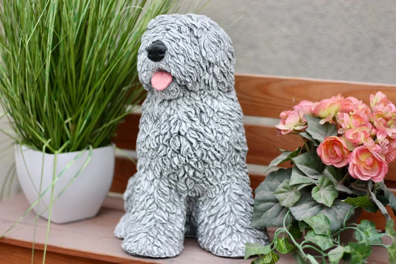Stone and Style Gartenfigur Frostfeste Steinfigur Bobtail Grau - Bild 4