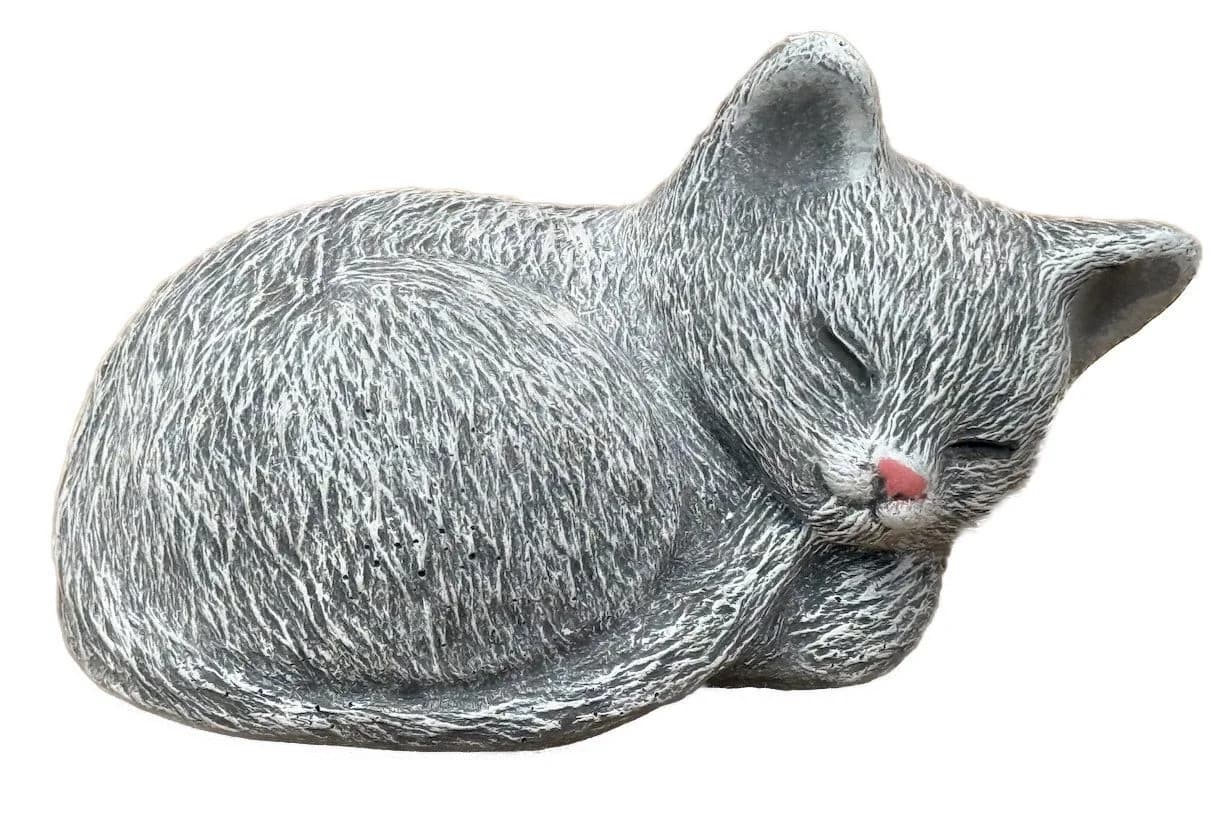 Stone and Style Frostfeste Steinfigur kleine schlafende Katze grau - Bild 2