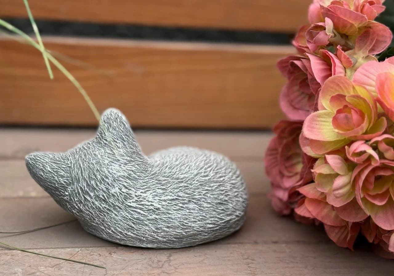 Stone and Style Frostfeste Steinfigur kleine schlafende Katze grau - Bild 5