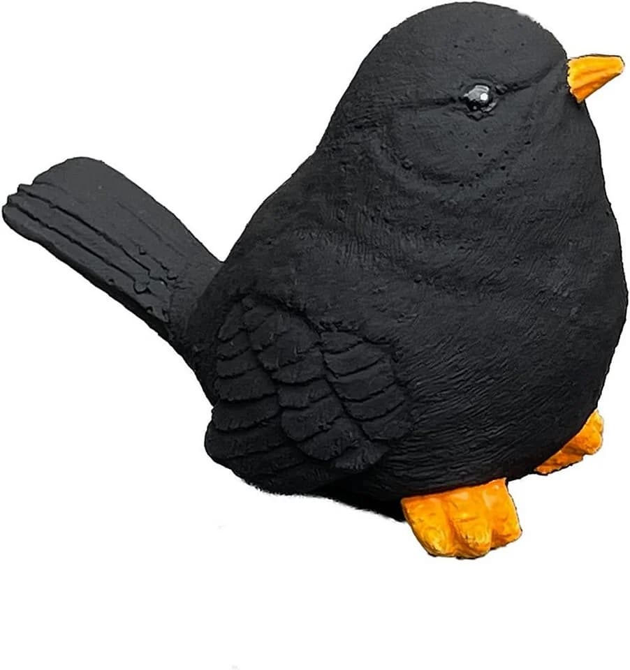 Stone and Style Gartenfigur Amsel Vogel Grau Schwarz Frostfest - Bild 2