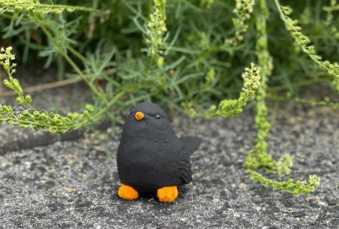 Stone and Style Gartenfigur Amsel Vogel Grau Schwarz Frostfest - Bild 5
