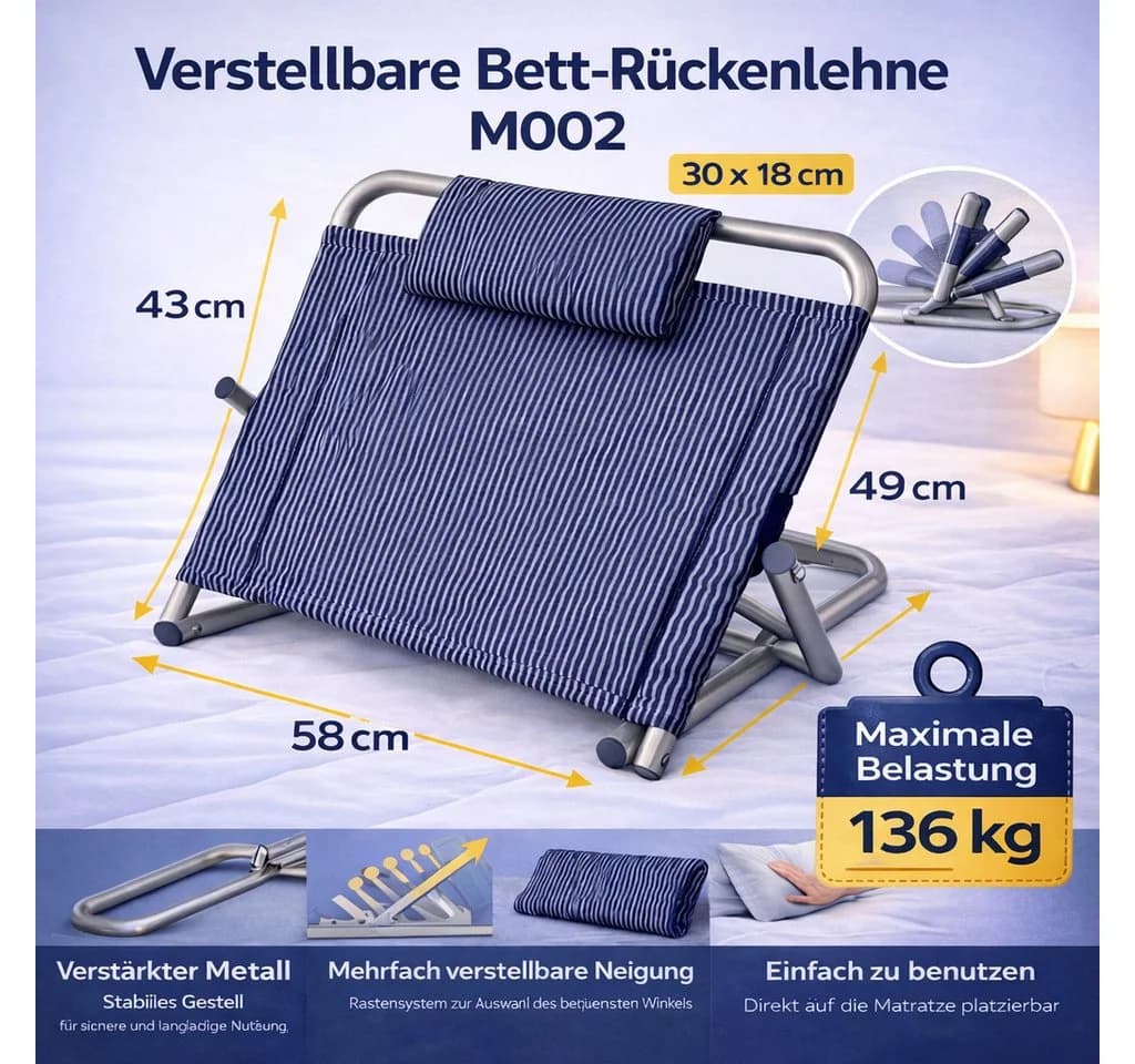 Dynasun Verstellbare Bett-Rückenlehne M002 mit Kopfkissen - Bild 3