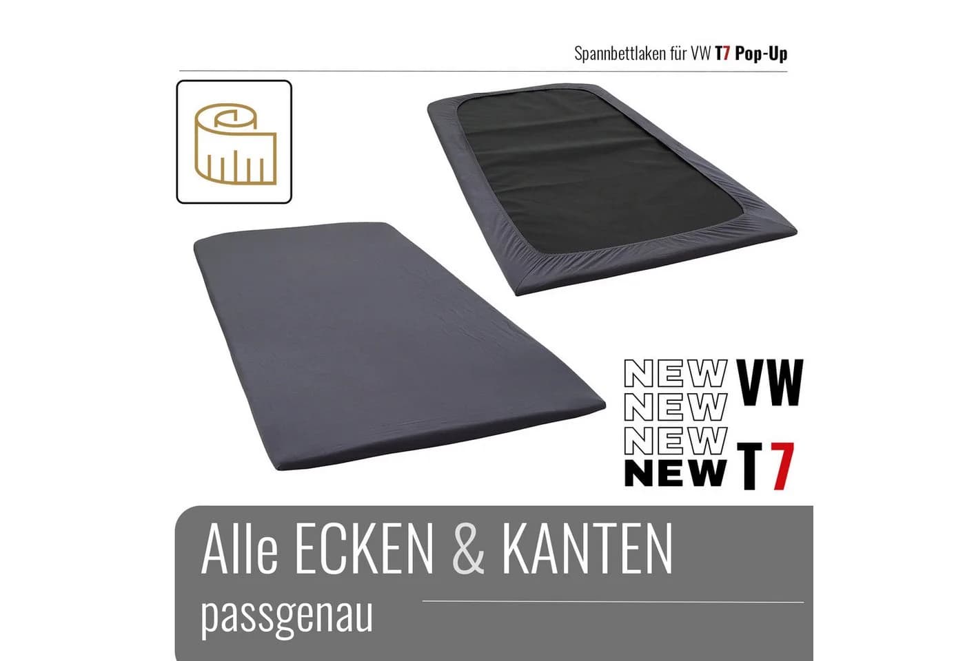 BLACK FOREST FOX Spannbettlaken VW T7 California Aufstelldach Lycra OEKO-TEX® Grau - Bild 3