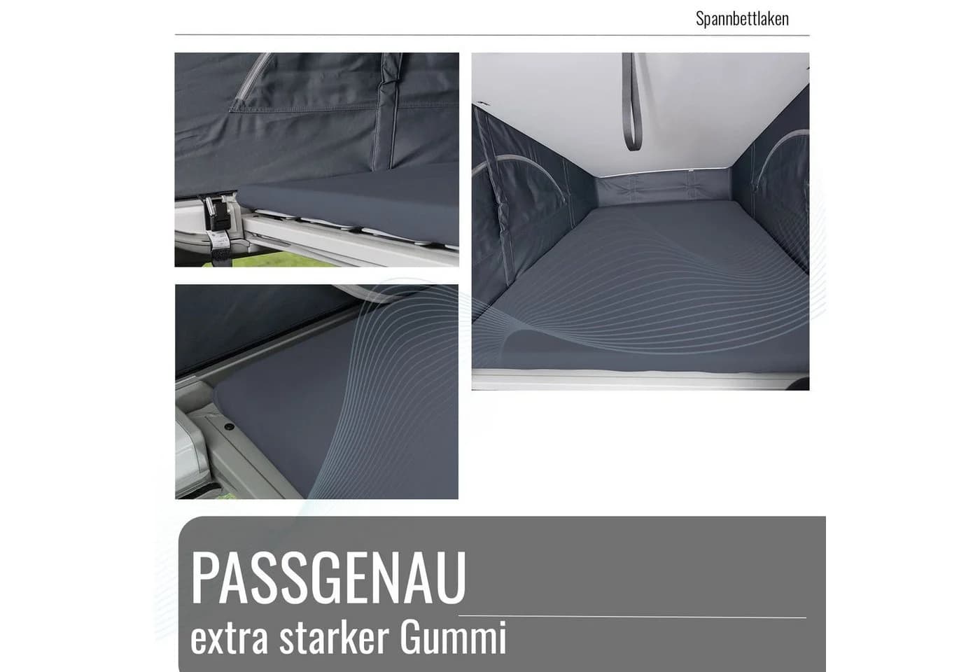 BLACK FOREST FOX Spannbettlaken VW T7 California Aufstelldach Lycra OEKO-TEX® Grau - Bild 4